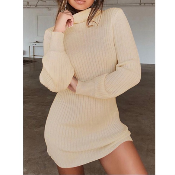 ivory turtleneck dress